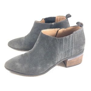 Franco Sarto Dark Gray Suede Booties Size 10.